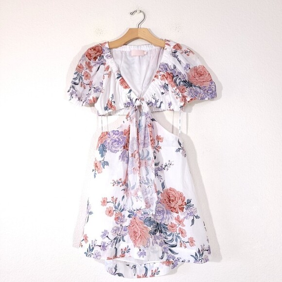 NEW Sofia The Label Ami Cottagecore Cut Out Mini Dress Floral Coquette Lolita - Picture 3 of 14